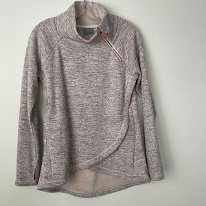 Athleta Heathered Light Mauve Pullover Hoodie with Rose Gold Zip